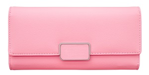 ピンク色の長財布