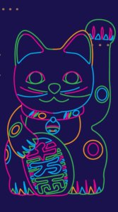 ポップ＆カラフルな色合いの招き猫のイラスト待受