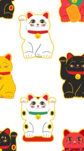 ふんわり＆キュートな雰囲気にカラフルな色合いで描かれた表情豊かな招き猫たちの待受