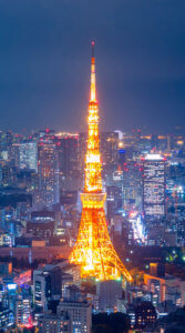 夜空、上空から東京タワーを見下ろした写真の待受