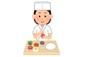 和菓子職人の女性のイラスト
