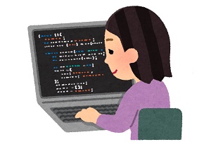 プログラミングをする女性　イラスト
