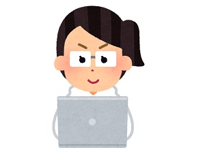パソコンをうつ女性のイラスト