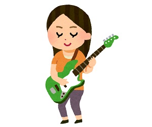 ギターをひく女性のイラスト