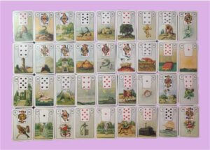 ②9枚×4段で9枚のカードを４段に並べる方法