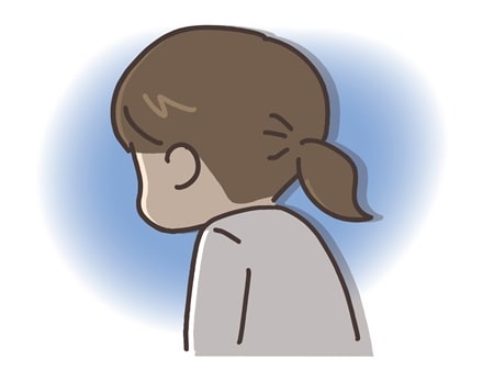 どん底の女性の後ろ姿のイラスト