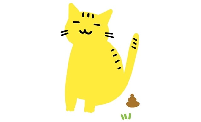 猫がうんちをしているイラスト