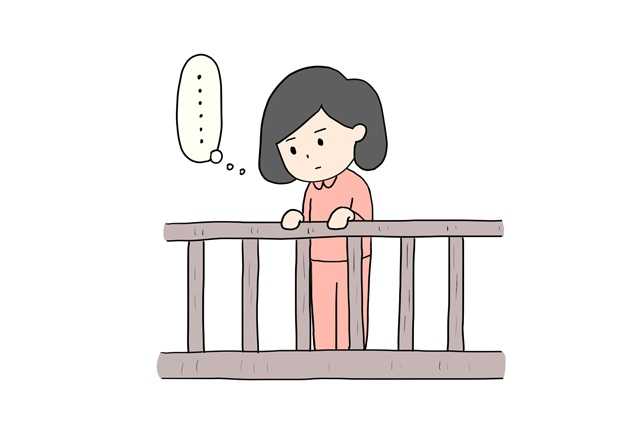 自殺のイメージイラスト　女性が飛び降りようと考えている様子