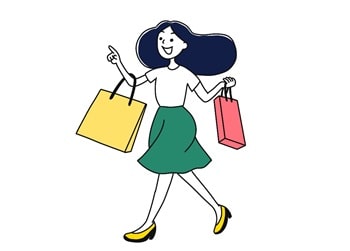 買い物する女性のイラスト