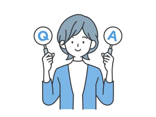 QとAのプレカードをもつ女性のイラスト