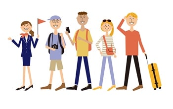 外国人のツアー客イラスト