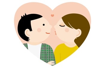 男性と女性がキスするイラスト