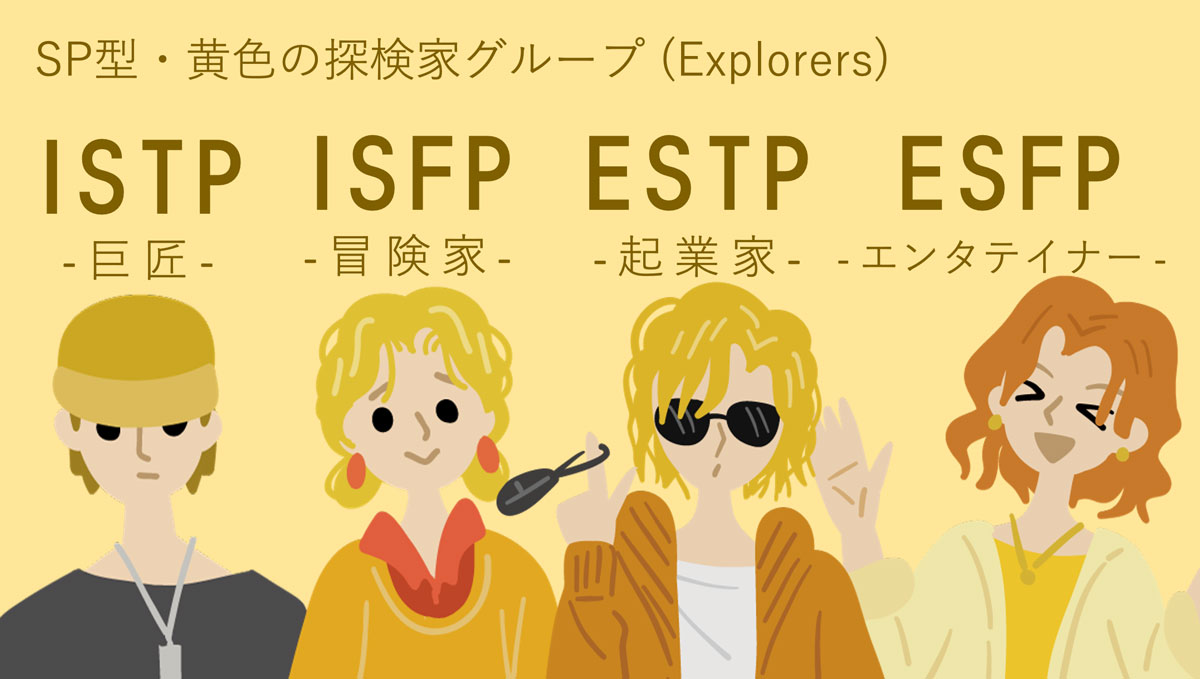 MBTI『黄色グループ』の特徴！SP型の探検家タイプ共通点は？